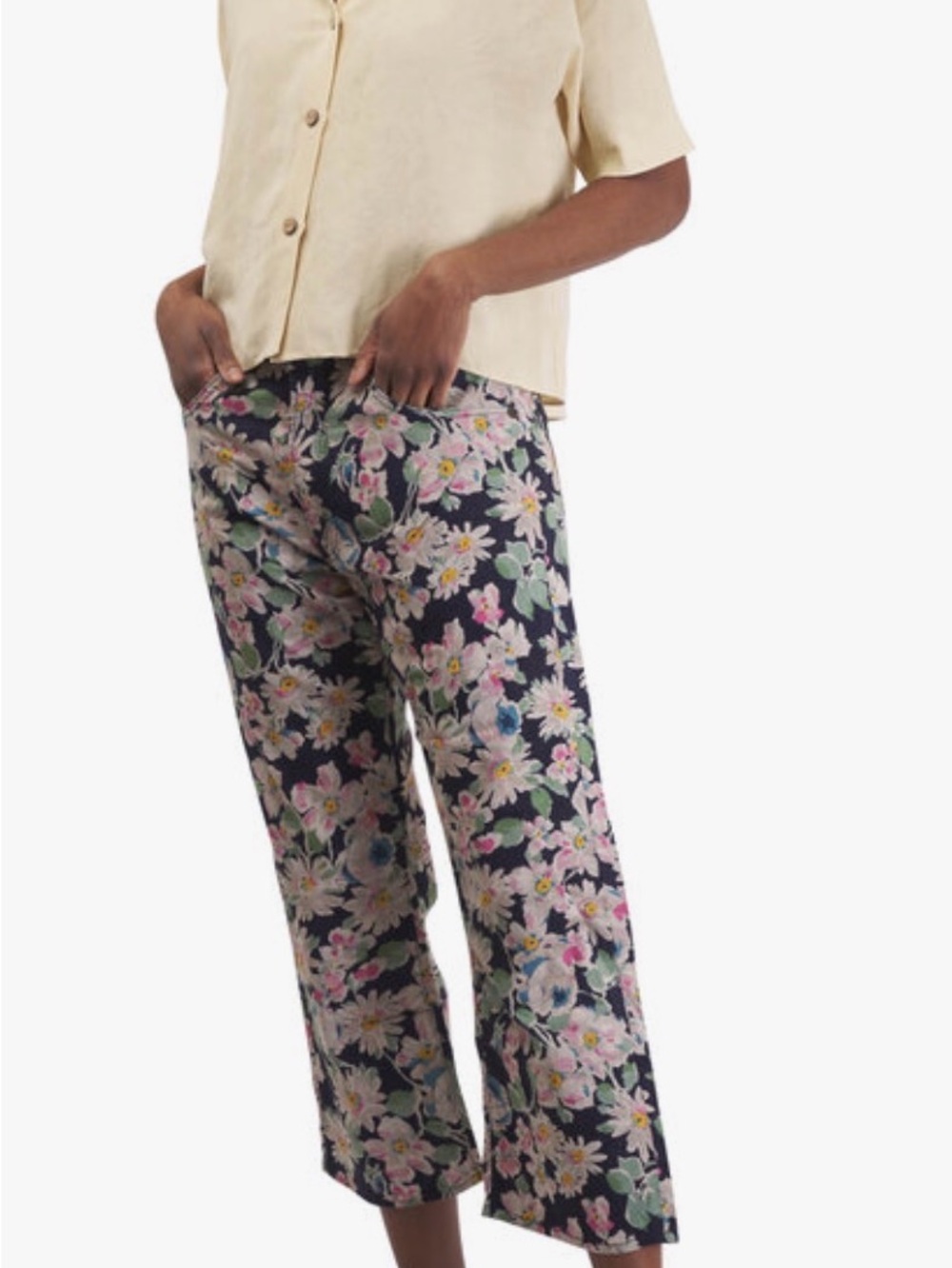 R13 X-Boyfriend Jeans in black floral 24 XS